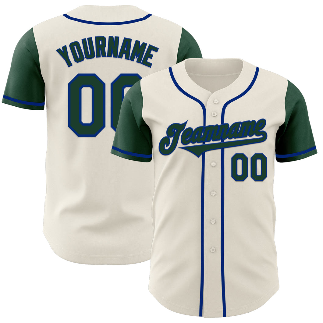 Custom Cream Green-Royal Authentic Two Tone Baseball Jersey