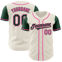 Load image into Gallery viewer, Custom Cream Green-Pink Authentic Two Tone Baseball Jersey
