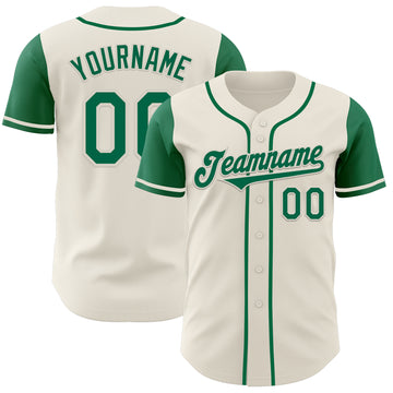 Custom Cream Kelly Green Authentic Two Tone Baseball Jersey