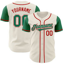 Загрузить изображение в средство просмотра галереи, Custom Cream Kelly Green-Red Authentic Two Tone Baseball Jersey
