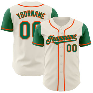 Custom Cream Kelly Green-Orange Authentic Two Tone Baseball Jersey