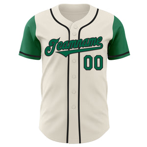 Custom Cream Kelly Green-Black Authentic Two Tone Baseball Jersey