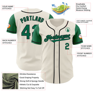 Custom Cream Kelly Green-Black Authentic Two Tone Baseball Jersey