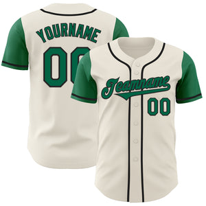 Custom Cream Kelly Green-Black Authentic Two Tone Baseball Jersey