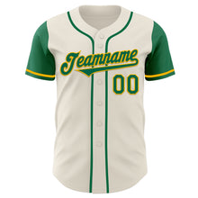 Load image into Gallery viewer, Custom Cream Kelly Green-Gold Authentic Two Tone Baseball Jersey
