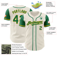 Load image into Gallery viewer, Custom Cream Kelly Green-Gold Authentic Two Tone Baseball Jersey
