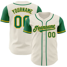 Load image into Gallery viewer, Custom Cream Kelly Green-Gold Authentic Two Tone Baseball Jersey
