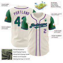 Load image into Gallery viewer, Custom Cream Kelly Green-Purple Authentic Two Tone Baseball Jersey
