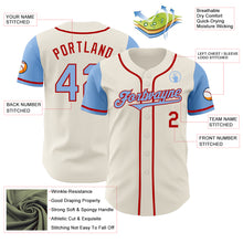 Charger l&#39;image dans la galerie, Custom Cream Light Blue-Red Authentic Two Tone Baseball Jersey
