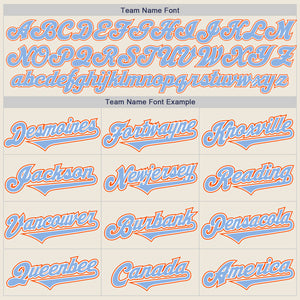 Custom Cream Light Blue White-Orange Authentic Two Tone Baseball Jersey