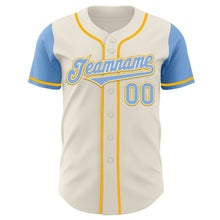 Charger l&#39;image dans la galerie, Custom Cream Light Blue White-Gold Authentic Two Tone Baseball Jersey
