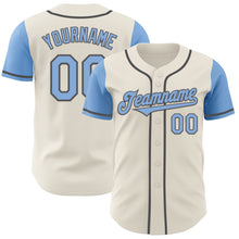 Load image into Gallery viewer, Custom Cream Light Blue-Steel Gray Authentic Two Tone Baseball Jersey
