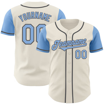 Custom Cream Light Blue-Steel Gray Authentic Two Tone Baseball Jersey