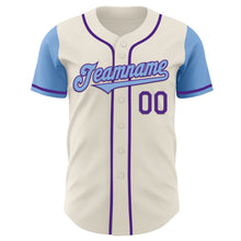 Загрузить изображение в средство просмотра галереи, Custom Cream Light Blue-Purple Authentic Two Tone Baseball Jersey
