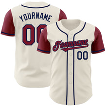 Load image into Gallery viewer, Custom Cream Crimson-Navy Authentic Two Tone Baseball Jersey
