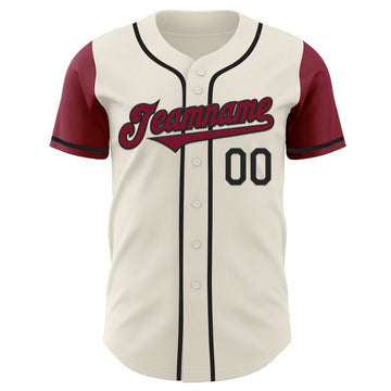 Custom Cream Crimson-Black Authentic Two Tone Baseball Jersey