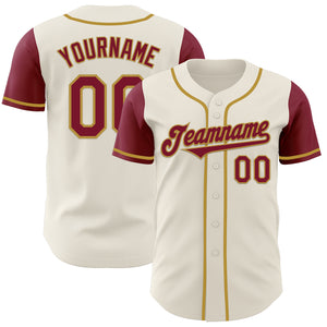 Custom Cream Crimson-Old Gold Authentic Two Tone Baseball Jersey