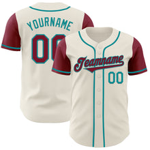 Загрузить изображение в средство просмотра галереи, Custom Cream Crimson-Teal Authentic Two Tone Baseball Jersey
