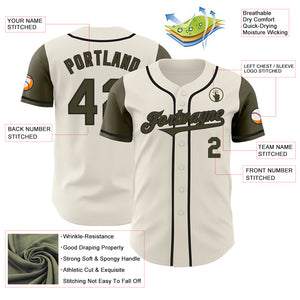 Custom Cream Olive-Black Authentic Two Tone Baseball Jersey