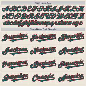 Custom Cream Teal-Red Authentic Two Tone Baseball Jersey