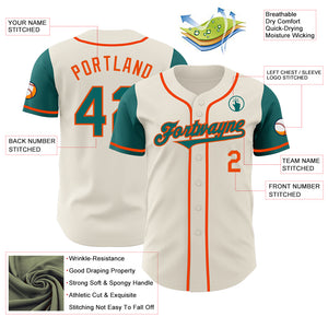 Custom Cream Teal-Orange Authentic Two Tone Baseball Jersey