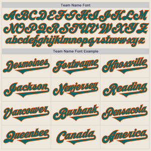 Custom Cream Teal-Orange Authentic Two Tone Baseball Jersey