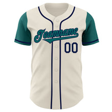 Laden Sie das Bild in den Galerie-Viewer, Custom Cream Teal-Navy Authentic Two Tone Baseball Jersey
