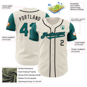 Custom Cream Teal-Black Authentic Two Tone Baseball Jersey