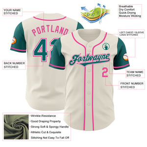 Custom Cream Teal White-Pink Authentic Two Tone Baseball Jersey