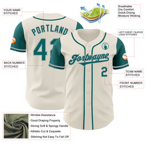 Custom Cream Teal-Gray Authentic Two Tone Baseball Jersey