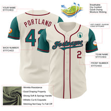 Load image into Gallery viewer, Custom Cream Teal-Crimson Authentic Two Tone Baseball Jersey
