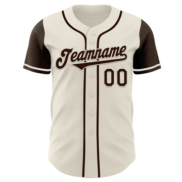 Custom Cream Brown Authentic Two Tone Baseball Jersey