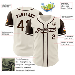 Custom Cream Brown Authentic Two Tone Baseball Jersey