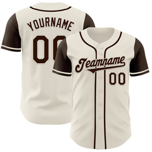 Custom Cream Brown Authentic Two Tone Baseball Jersey