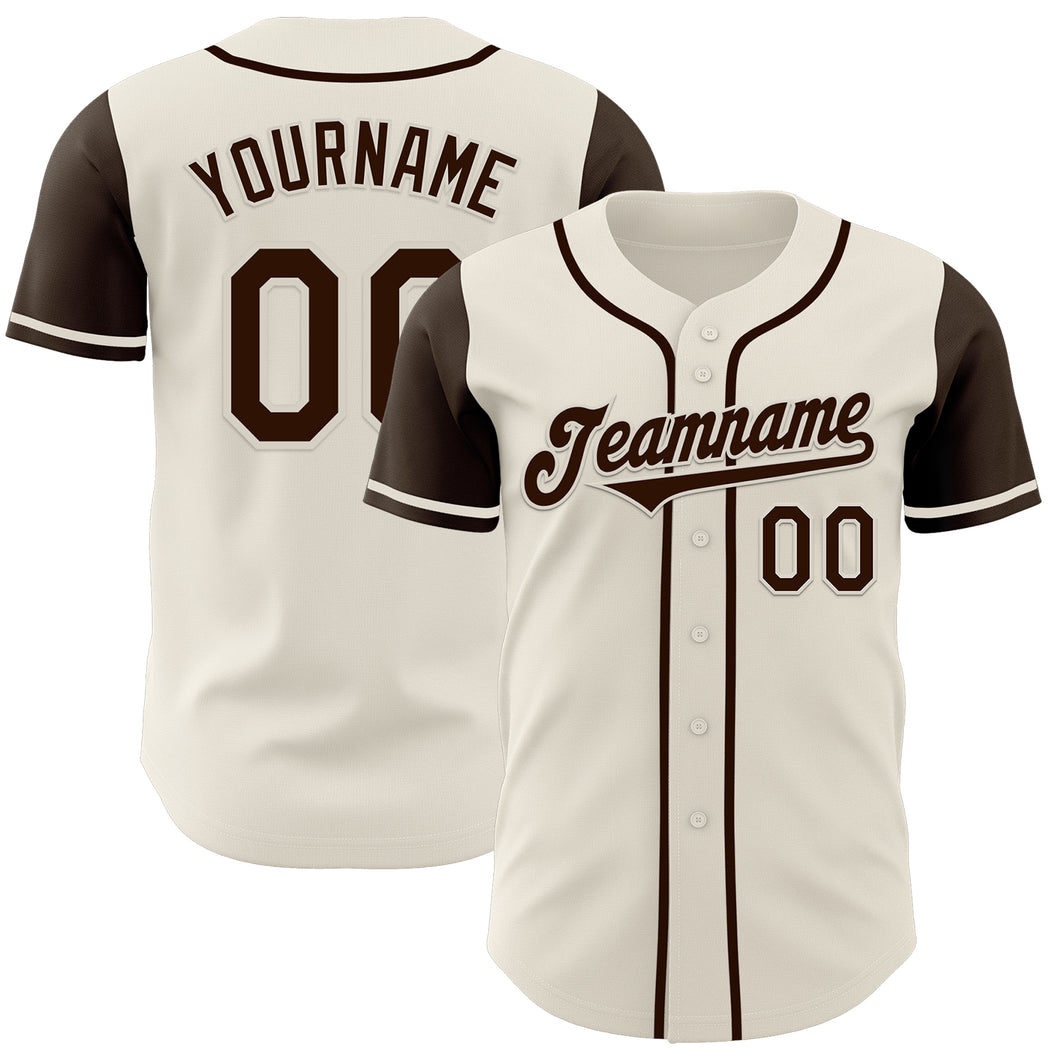 Custom Cream Brown Authentic Two Tone Baseball Jersey