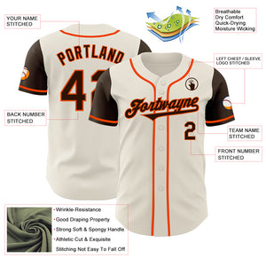 Custom Cream Brown-Orange Authentic Two Tone Baseball Jersey