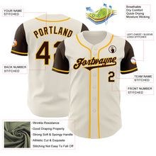 Load image into Gallery viewer, Custom Cream Brown-Gold Authentic Two Tone Baseball Jersey
