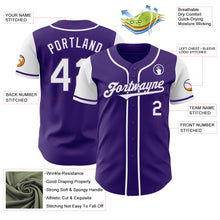 Load image into Gallery viewer, Custom Purple White Authentic Two Tone Baseball Jersey
