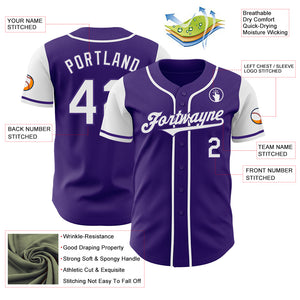 Custom Purple White Authentic Two Tone Baseball Jersey