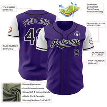 Load image into Gallery viewer, Custom Purple Black-White Authentic Two Tone Baseball Jersey
