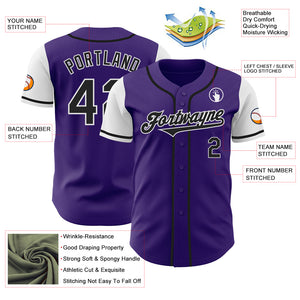 Custom Purple Black-White Authentic Two Tone Baseball Jersey