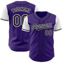 Load image into Gallery viewer, Custom Purple Black-White Authentic Two Tone Baseball Jersey
