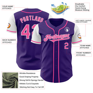 Custom Purple Pink-White Authentic Two Tone Baseball Jersey