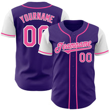 Load image into Gallery viewer, Custom Purple Pink-White Authentic Two Tone Baseball Jersey
