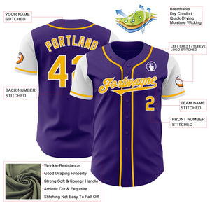 Custom Purple Gold-White Authentic Two Tone Baseball Jersey