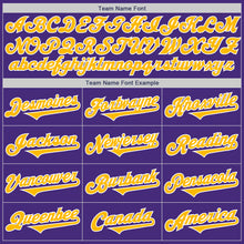 Load image into Gallery viewer, Custom Purple Gold-White Authentic Two Tone Baseball Jersey
