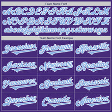 Load image into Gallery viewer, Custom Purple Light Blue-White Authentic Two Tone Baseball Jersey
