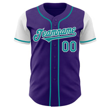 Load image into Gallery viewer, Custom Purple Teal-White Authentic Two Tone Baseball Jersey
