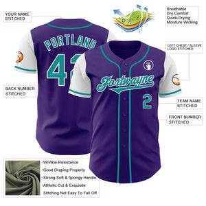 Custom Purple Teal-White Authentic Two Tone Baseball Jersey