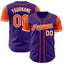 Load image into Gallery viewer, Custom Purple Orange-White Authentic Two Tone Baseball Jersey
